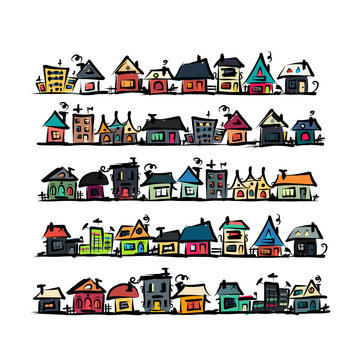 Set of houses, sketch for your design