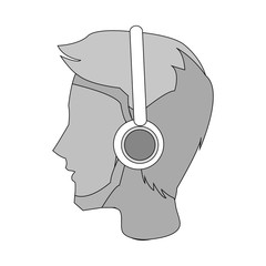 avatar man with headphone icon. Device gadget technology theme. Isolated design. Vector illustration