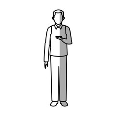 avatar man with smartphone icon. Device gadget technology theme. Isolated design. Vector illustration