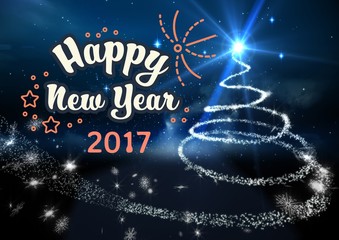 Happy new year 2017 on digitally generated background