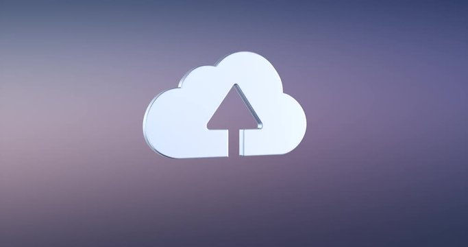 Animated CloudUp Silver 3d Icon Loop Modules for edit with alpha matte
