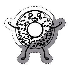 Donut cartoon decorated icon. Dessert sweet pastry and bakery theme. Isolated design. Vector illustration