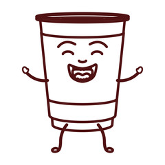 Coffee mug cartoon icon. Coffee time drink breakfast and beverage theme. Isolated design. Vector illustration