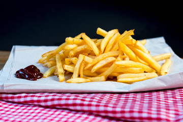 Golden French fries potatoes ready to be eaten