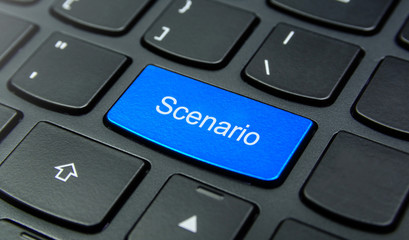 Business Concept: Close-up the Scenario button on the keyboard and have Azure, Cyan, Blue, Sky...