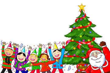 Obraz na płótnie Canvas Merry Christmas Santa Claus Christmas Tree Celebration