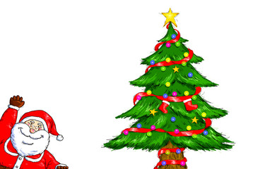 Merry Christmas Santa Claus Christmas Tree Celebration
