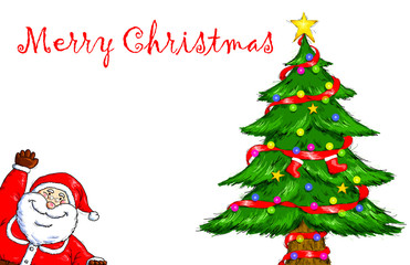 Merry Christmas Santa Claus Christmas Tree Celebration