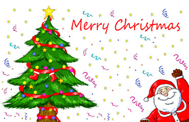 Merry Christmas Santa Claus Christmas Tree Celebration