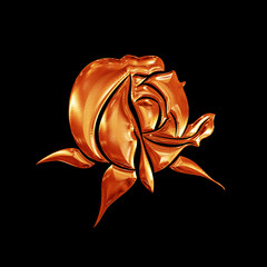 Fototapeta premium Golden rose flower on black background. Element for design. 