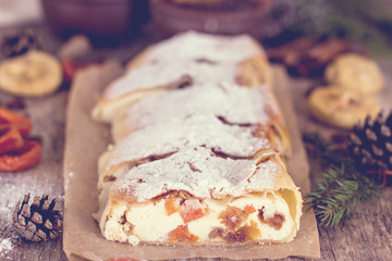 strudel with dried fruits