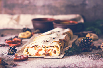 strudel with dried fruits