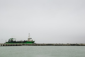 Fototapeta na wymiar Ship in the port in Ostend, Belgium