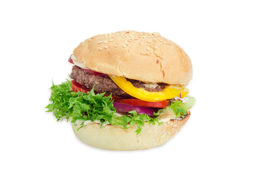 Traditional hamburger on a light background