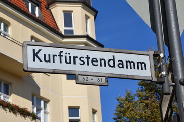 Kurfurstendamm  is one of the most famous avenues in Berlin, Germany. Road sign