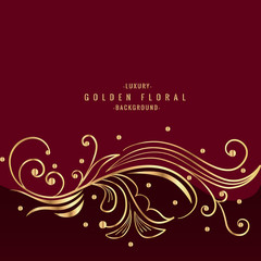 beautiful golden floral design in red background