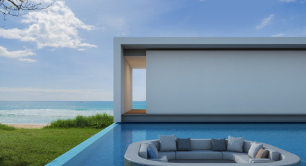 Beach house in modern design, Luxury sea view pool villa - 3d rendering