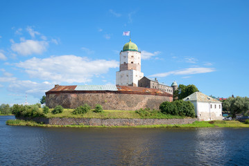 The st. Olaf's Tower in the old Vyborg castle, sunny August day. Russia