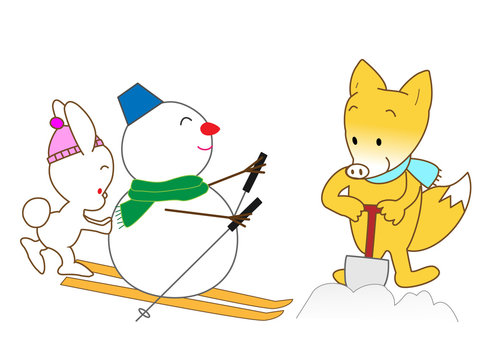 動物のスキー遊び