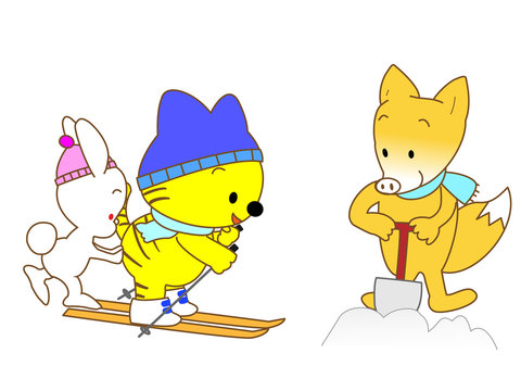 動物のスキー遊び