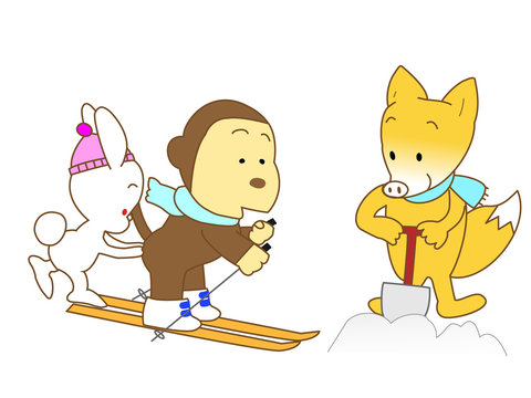 動物のスキー遊び