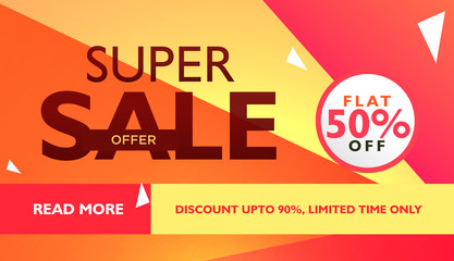super sale offer template for advertising with geometric colorfu