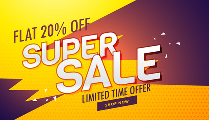 super sale offer and discount banner template for marketing and