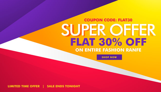 super offer sale and discount banner with geometric shapes