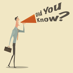 Man holding megaphone, Business concept Digital marketing for website and promotion banners. Vector illustration