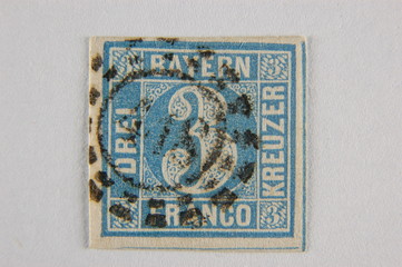 Briefmarke Altdeutschland Bayern 3 Kreuzer