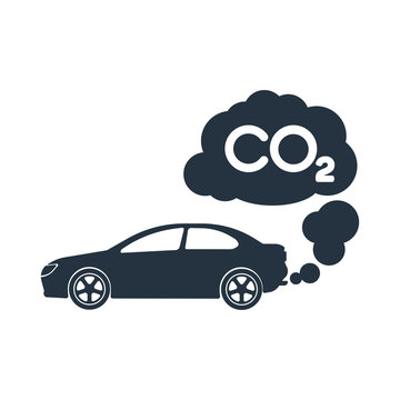 car exhaust, co2, smoke, isolated icon on white background, auto