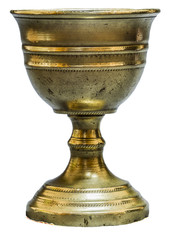 Obraz premium Ancient chalice of copper on white background