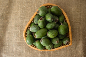 feijoa fruit in the wicker basket