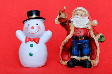 サンタクロースと雪だるま