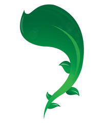 Abstract green leaves on a white background.