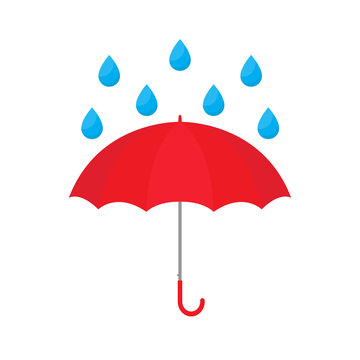 Red umbrella with raindrop vector