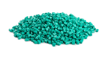 Aquamarine plastic polymer granules