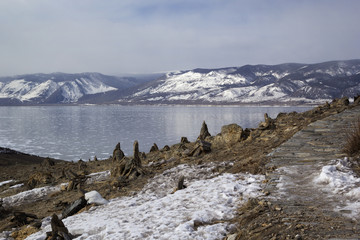 Winter Baikal lake, Russia, Siberia.