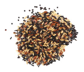 Mixed bird seed isolated on white