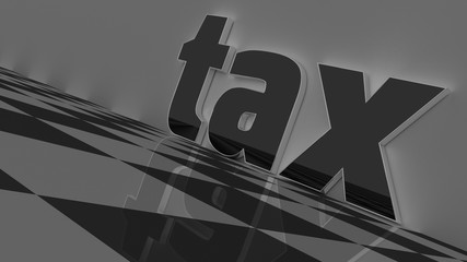 3D tax word on checkered pattern