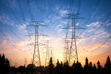 power pylons in field