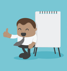 Concept Young African businessman with flip chart