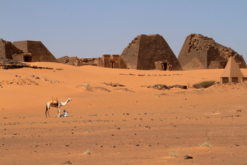 Die Pyramiden von Meroe in der Sahara im Sudan 