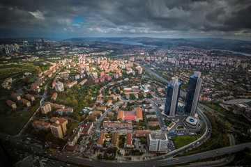 Istanbul, Turkey, amazing aerial helicopter view of the city.
