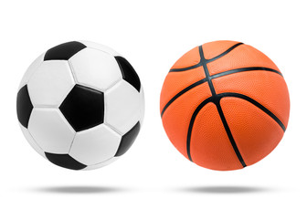 Soccer ball and Basketball ball on isolated.