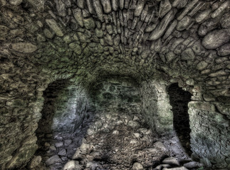 grunge old tunnel of stone