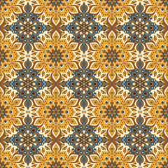 Seamless hand drawn mandala pattern.