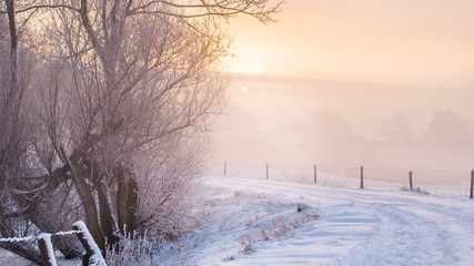 Great nice cozy winter landscape in the Netherlands