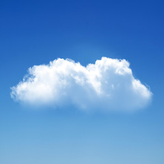 Naklejka na ściany i meble White single cloud isolated over blue background
