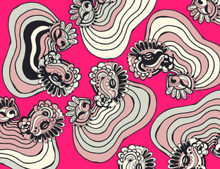 Abstract background line art design pink and white | pattern illustration retro art